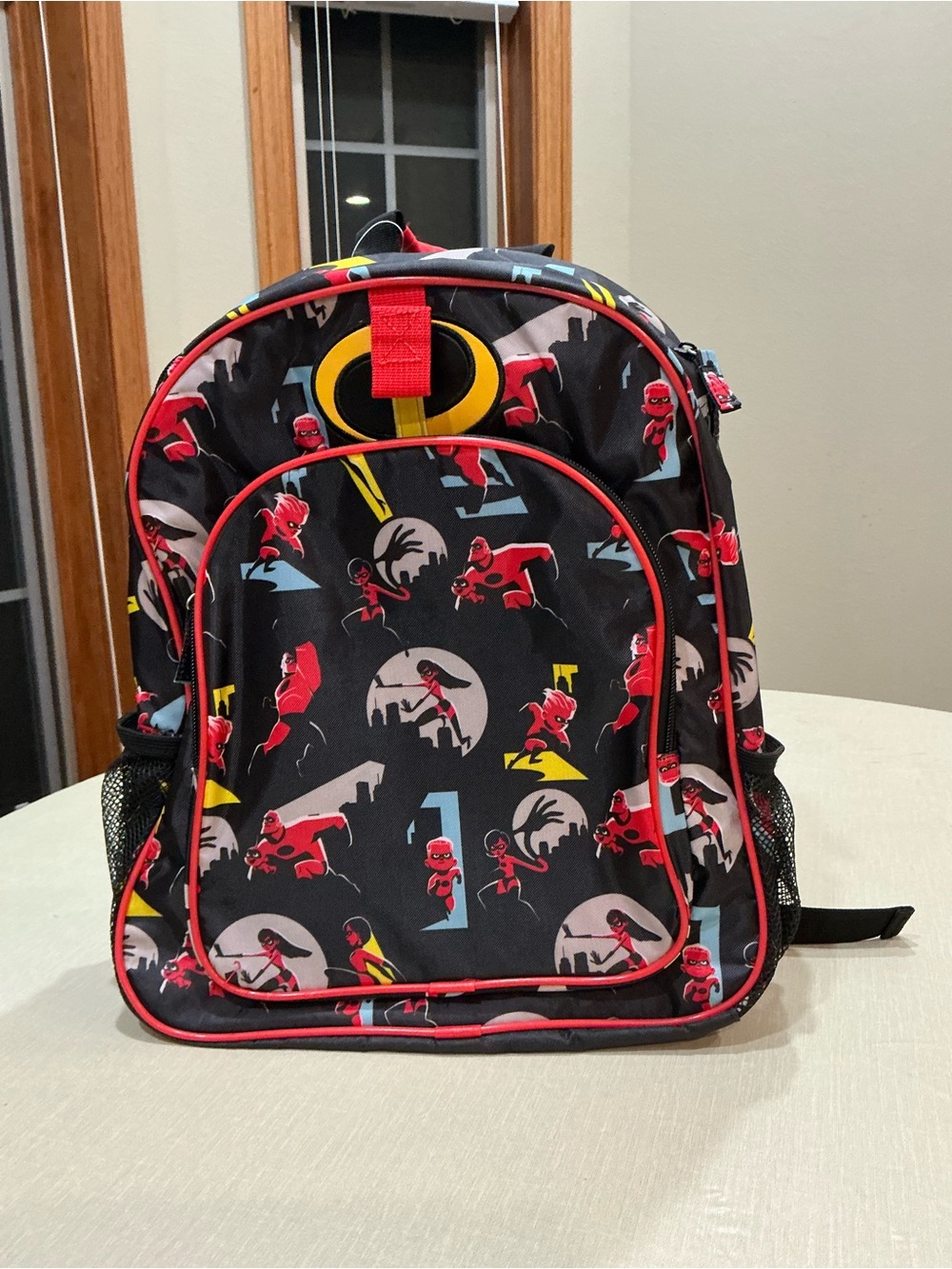 Disney The Incredibles Backpack Black Red All Over Print Kids NWT